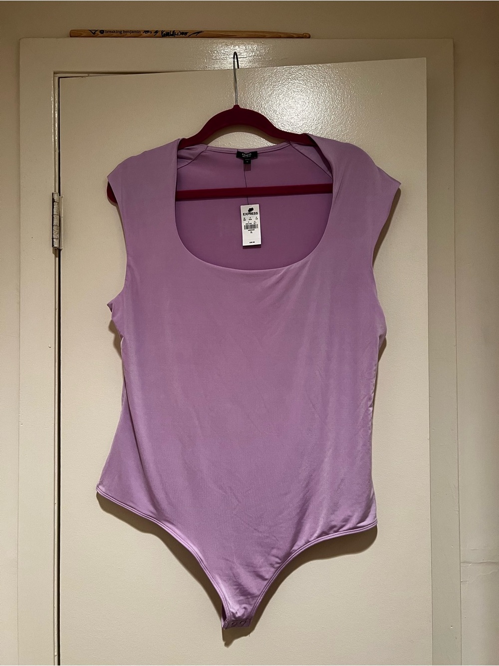 Brand New Express Body Contour Purple/lavender Scoop Neck Bodysuit